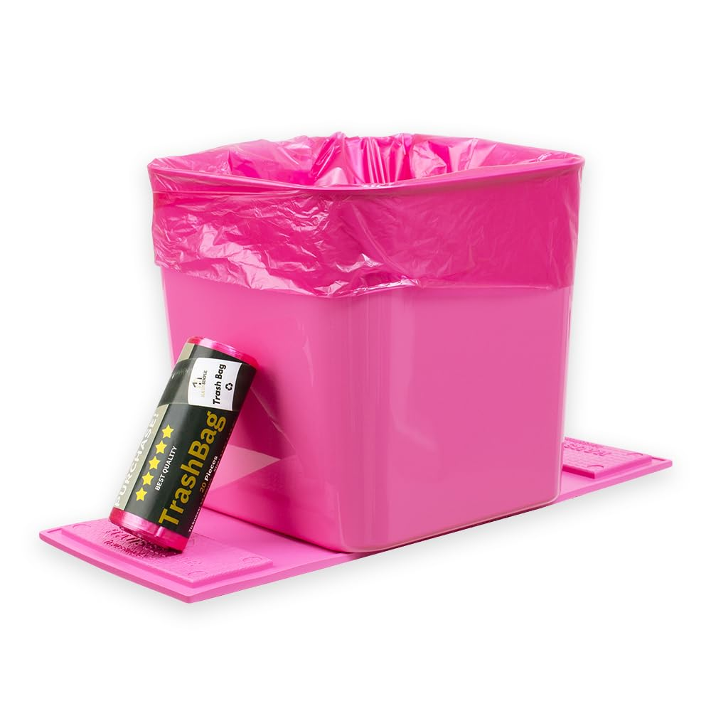 Portable Pink Car Trash Bin with Disposable Bags - Keep Your Vehicle Tidy!
