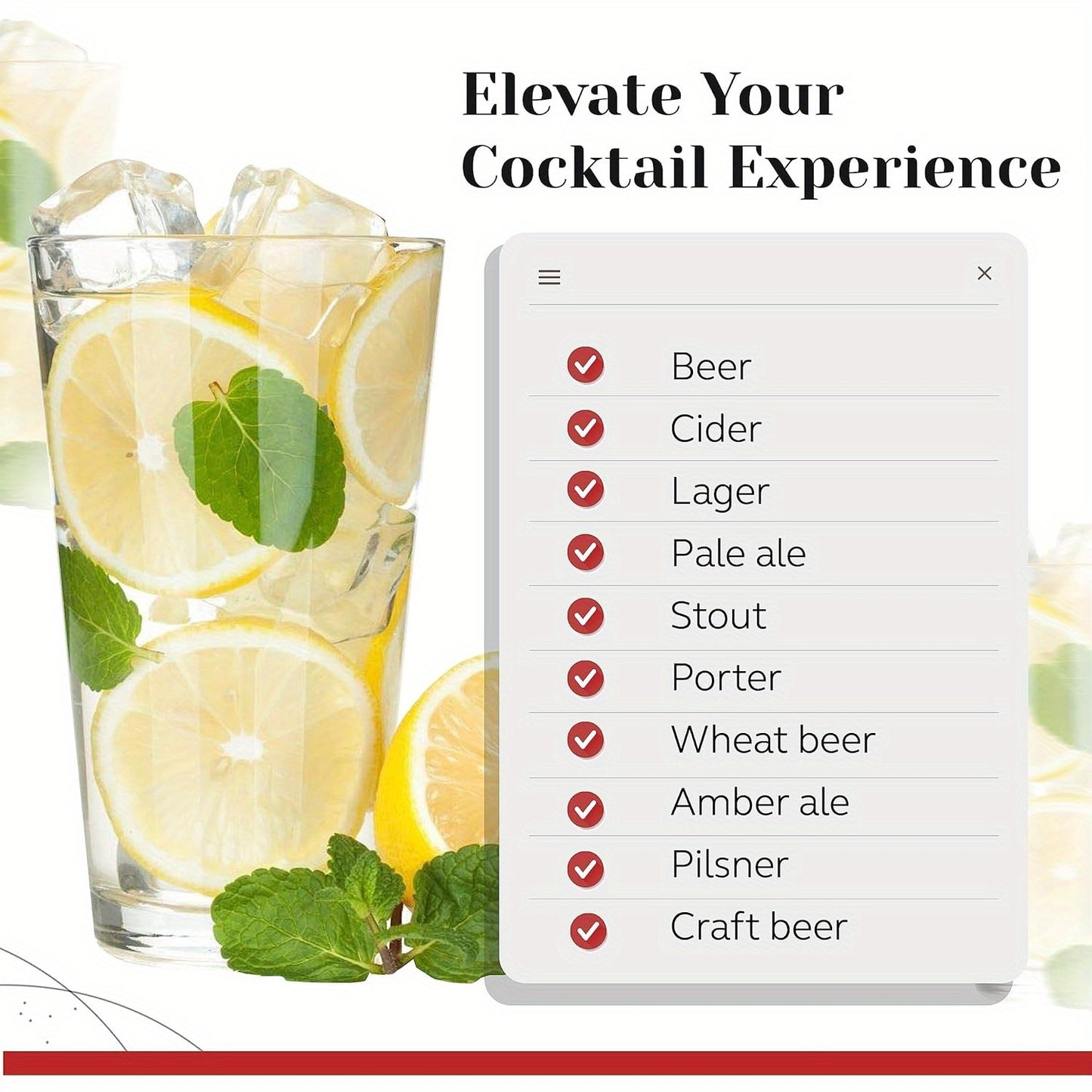 Pint Glasses Set of 6 - 16 oz Drinking Glasses Made for Cold Beverages - 16 oz Mixing Glass & Highball Glasses Set of 6 for Homes, Pubs & More - Freezer & Dishwasher-Friendly Cocktail Glasses