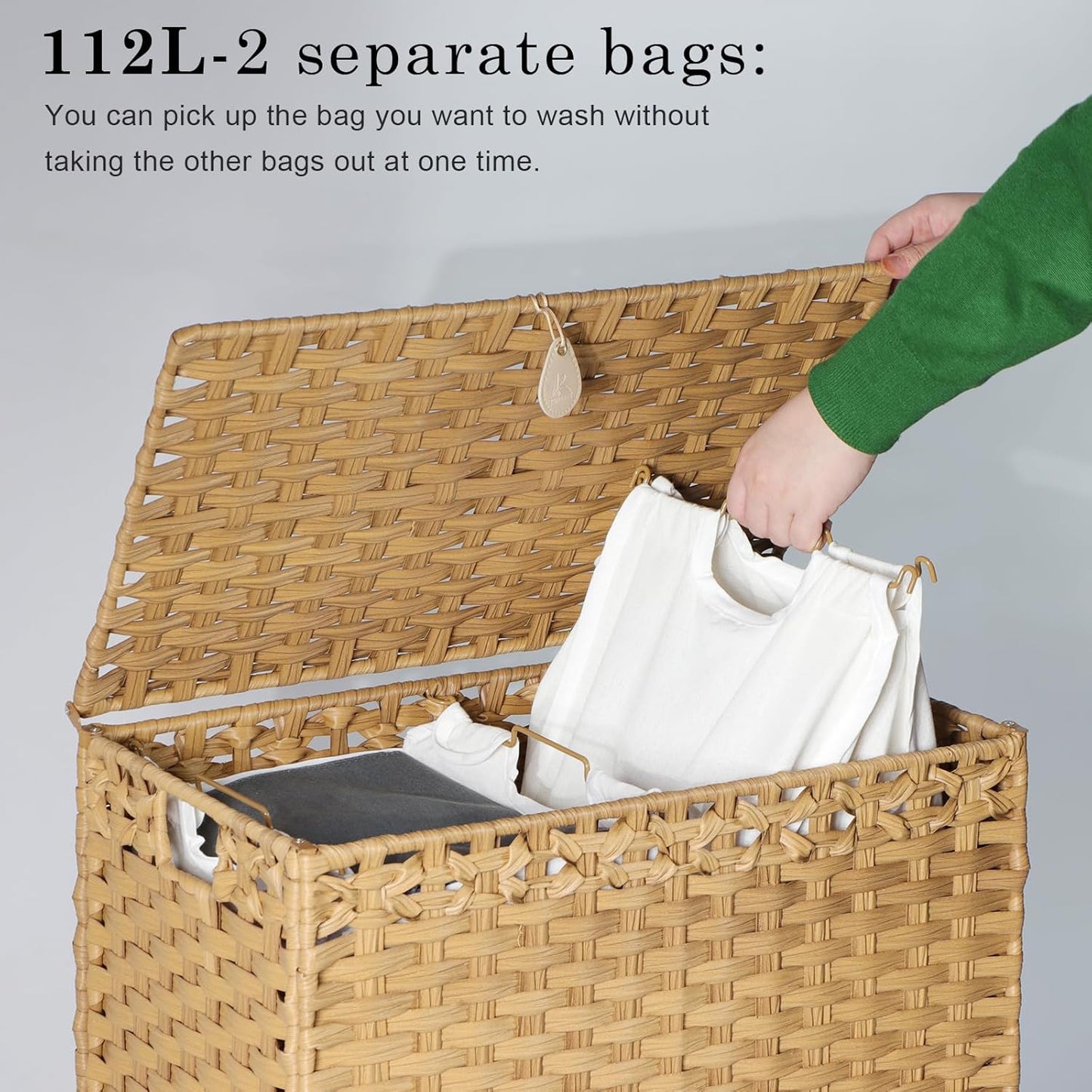 Laundry Hamper with 2 Removable Liner Bags