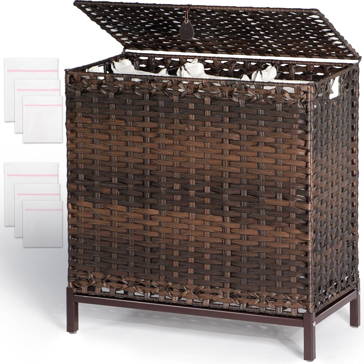 Laundry Hamper with 3 Removable Liner Bags