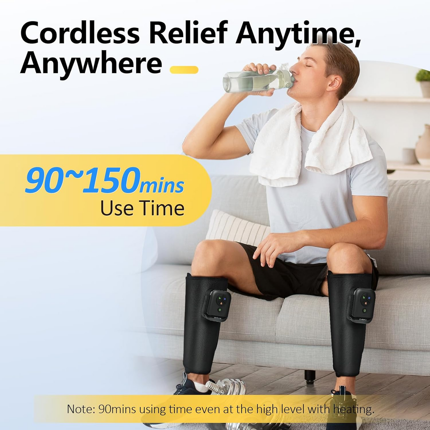Comfytemp Cordless Leg Massager for Circulation and Pain Relief, Father's Day Gift for Dad Men Women, FSA HSA Eligible Rechargeable Calf Massager with Heat and Compression (Fits Calf Size up to 18")