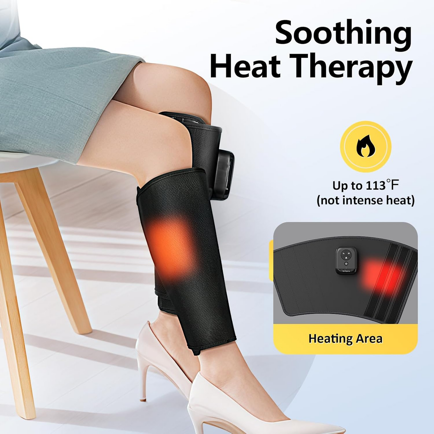 Comfytemp Cordless Leg Massager for Circulation and Pain Relief, Father's Day Gift for Dad Men Women, FSA HSA Eligible Rechargeable Calf Massager with Heat and Compression (Fits Calf Size up to 18")