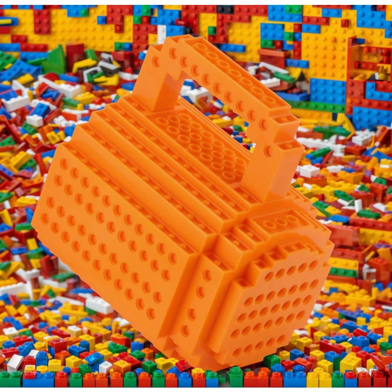 Coffee Mugs, Creative DIY Kids Party Cups with Building Blocks, Fun Novelty Gifts for Kids Childhood Adults Office Birthday Xmas, Orange