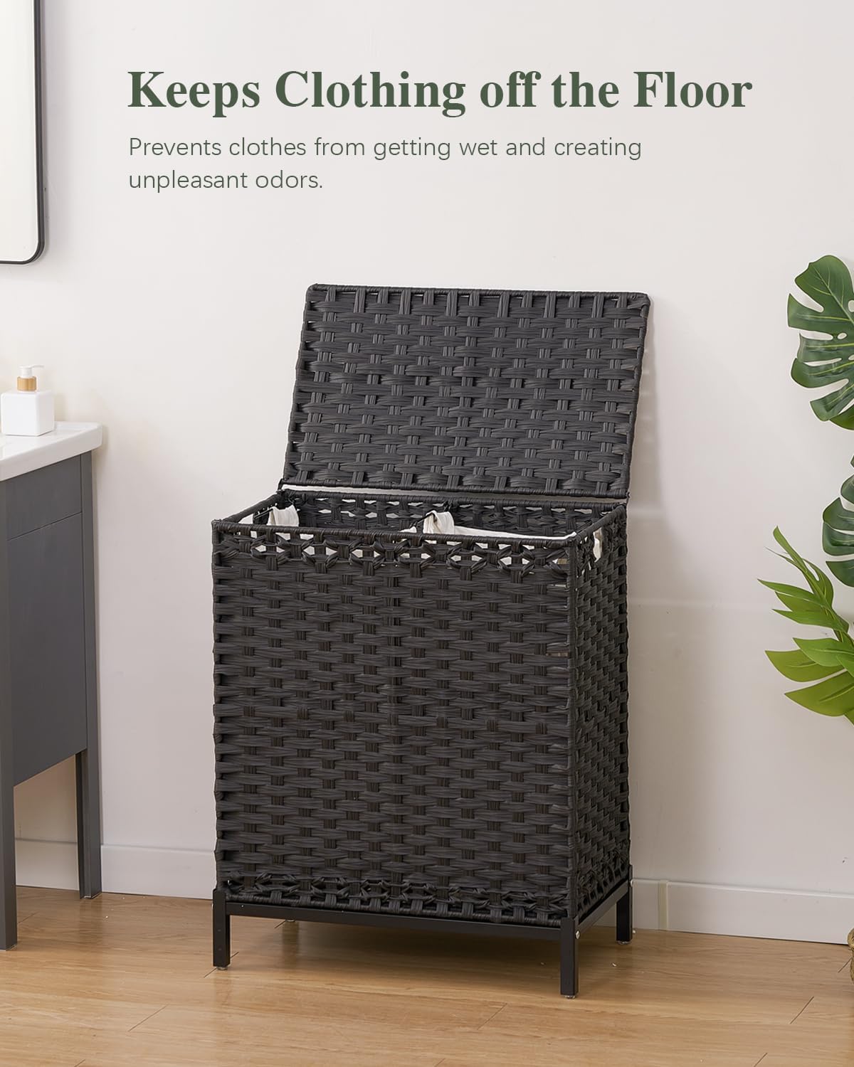 Laundry Hamper with 2 Removable Liner Bags