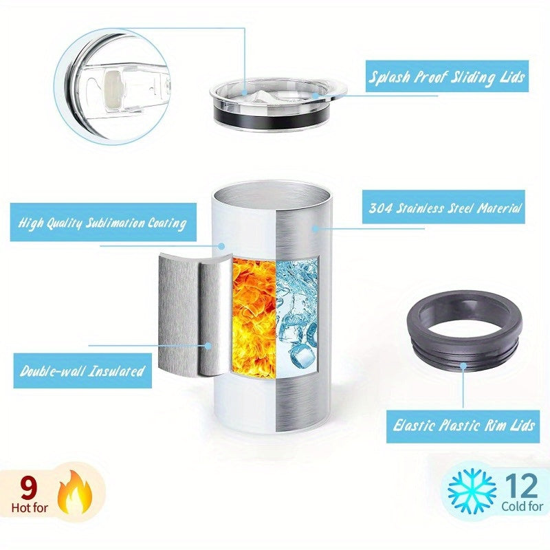 1 Pack 12oz Sublimation Slim Skinny Can Cooler Stainless Steel Double Wall Insulated Skinny Beer Can Holder Sublimation Tumbler Beer Can Cooler