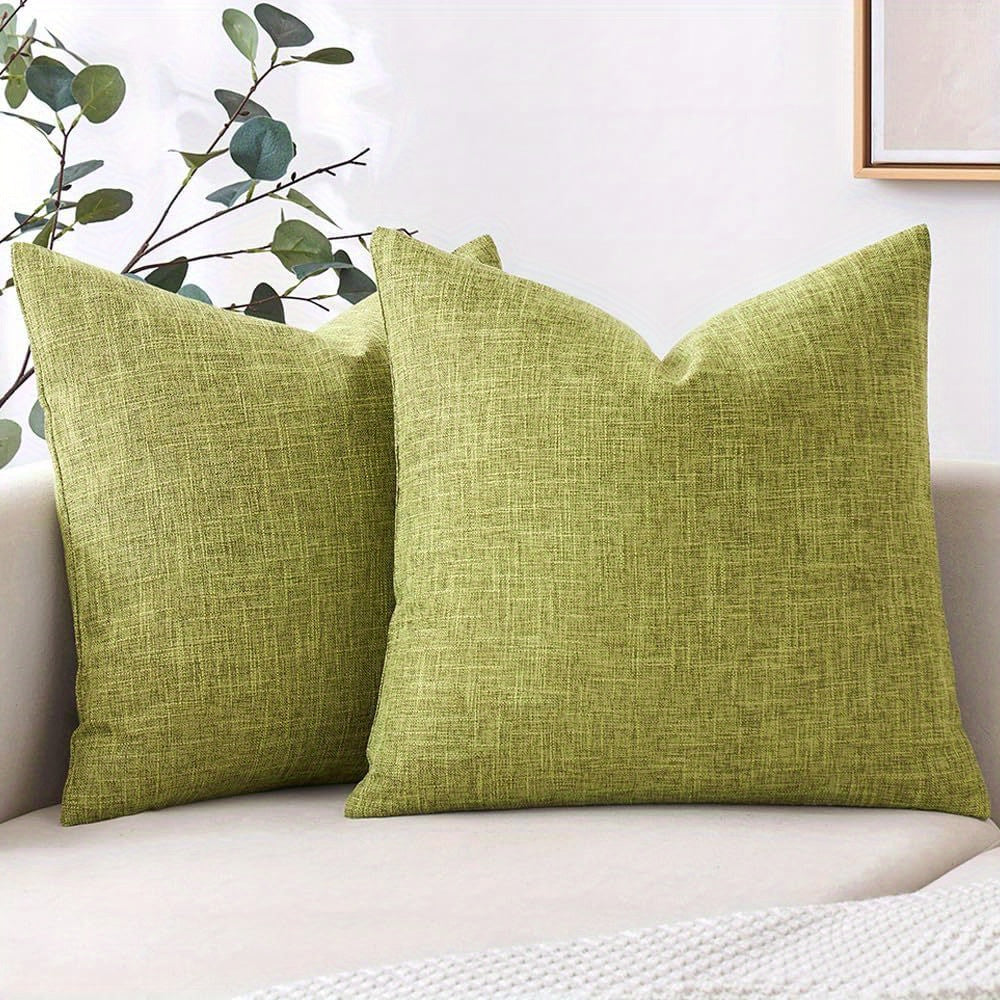 Pack of 4 Red Linen Throw Pillow Covers Square Rustic Farmhouse Decorative Burlap Pillowcases Cushion Covers for Couch Bed Sofa Living Room 20x20 Inch