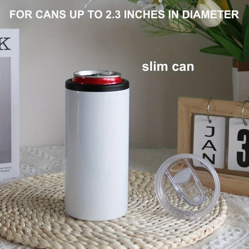 1 Pack 12oz Sublimation Slim Skinny Can Cooler Stainless Steel Double Wall Insulated Skinny Beer Can Holder Sublimation Tumbler Beer Can Cooler