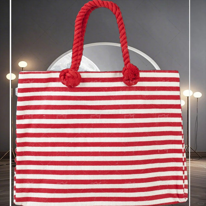 Red bag, beach bag easy to go out, easy to carry