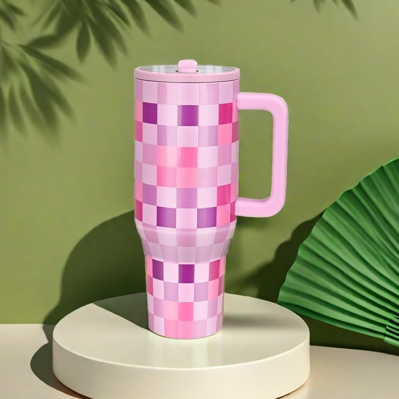 40oz Tumbler with Handle & Flip Straw, Insulated Cup Reusable Stainless Steel