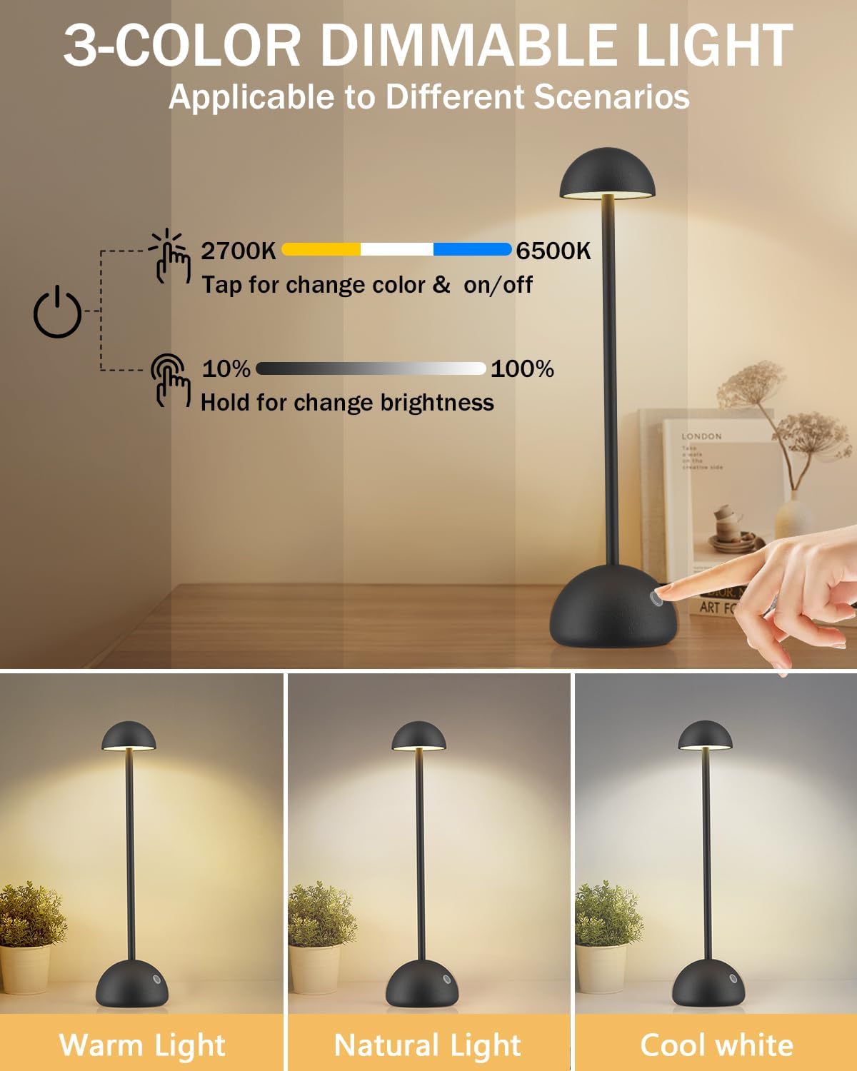 【Modern Style】Minimalist Black Desk Lamp - Adjustable Brightness, Ideal for Home & Office Lighting
