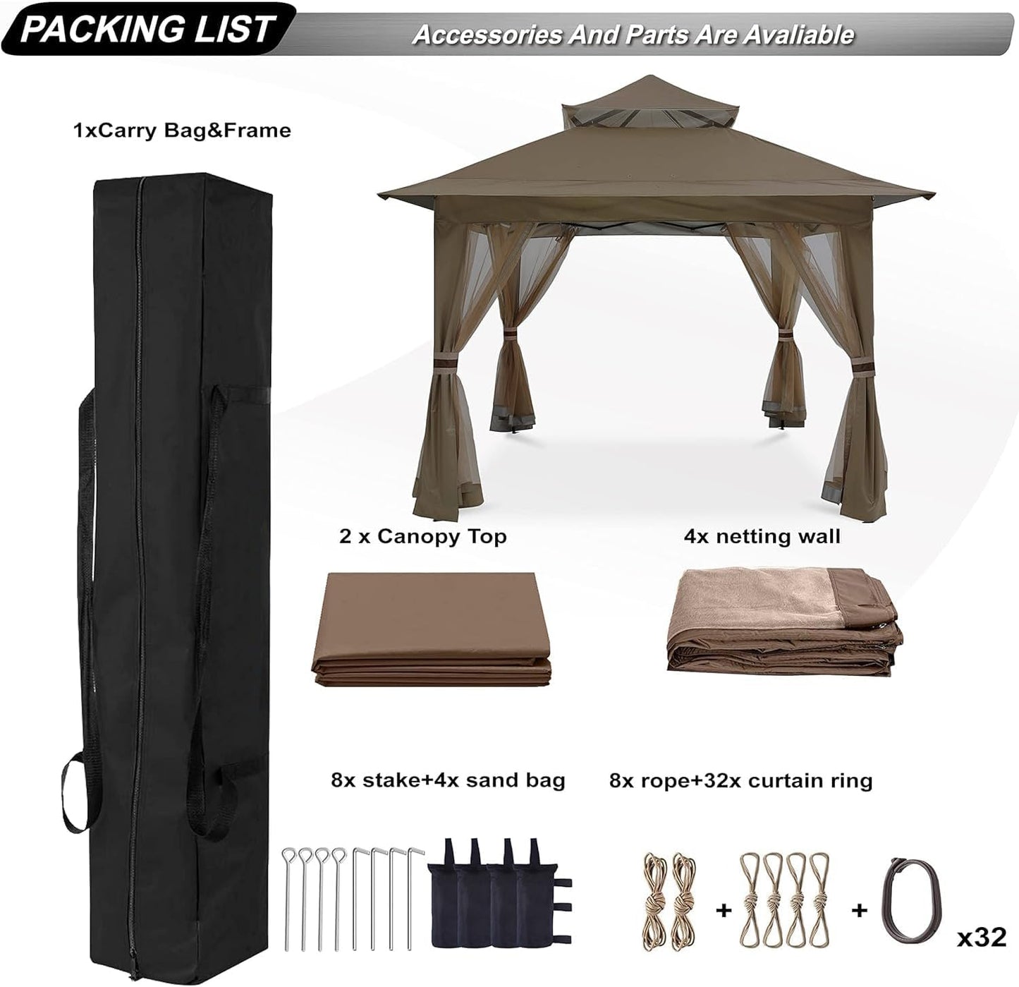 Outdoor Canopy Gazebo with Mosquito Netting - Ideal for Garden & Patio Relaxation