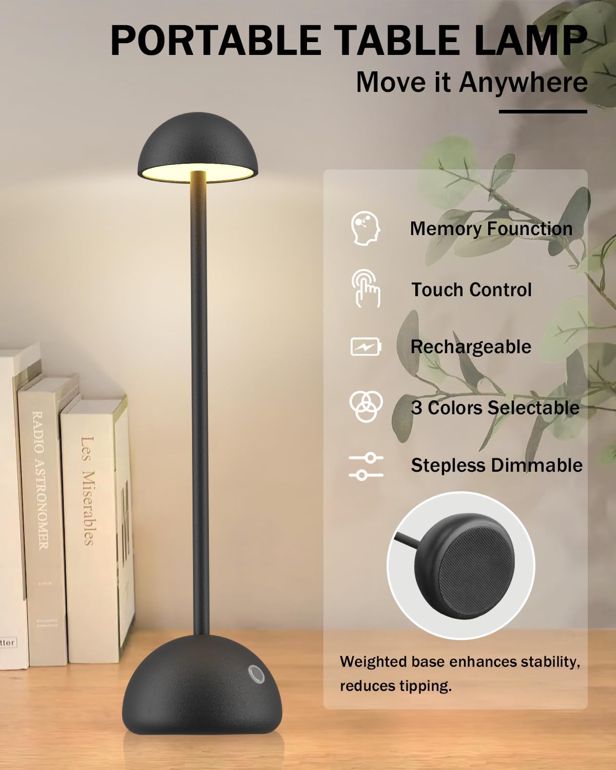 【Modern Style】Minimalist Black Desk Lamp - Adjustable Brightness, Ideal for Home & Office Lighting