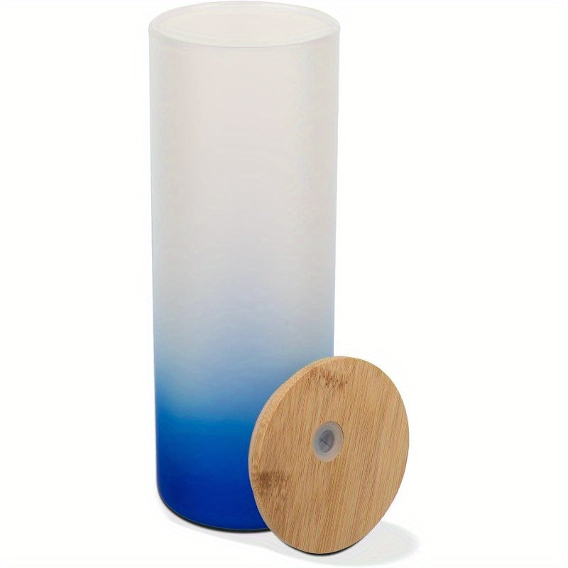 Sublimation Frosted Glass Tumbler, Perfect Frosted Glasses18 oz. with bamboo lid straws
