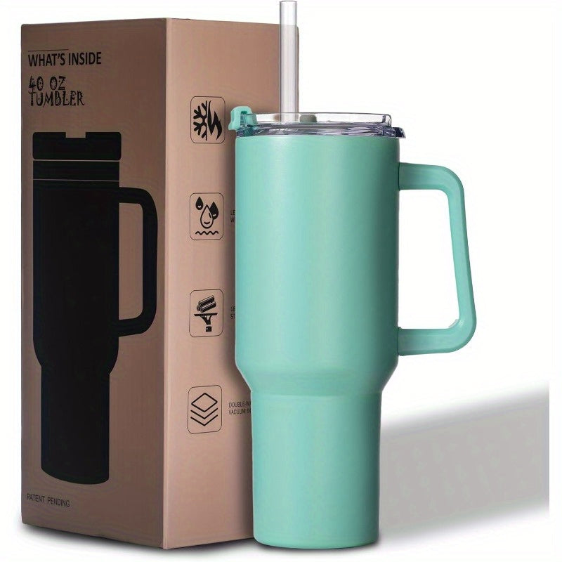 40 oz. out and about travel mug with lid and handle for hot water to drink cold water, good for birthday gift