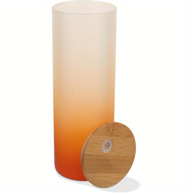 Sublimation Frosted Glass Tumbler, Perfect Frosted Glasses18 oz. with bamboo lid straws