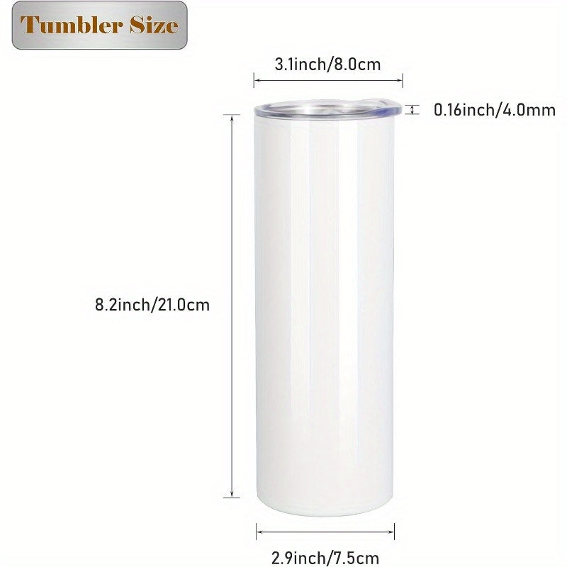 15oz Slim Sublimation Tumblers with Straws, Stainless Steel Double-Wall Insulated, Straight Skinny Design - Ideal for DIY Projects & Tumbler Press Machines, Beverage Container|Modern Drinkware|Insulated Drinkware