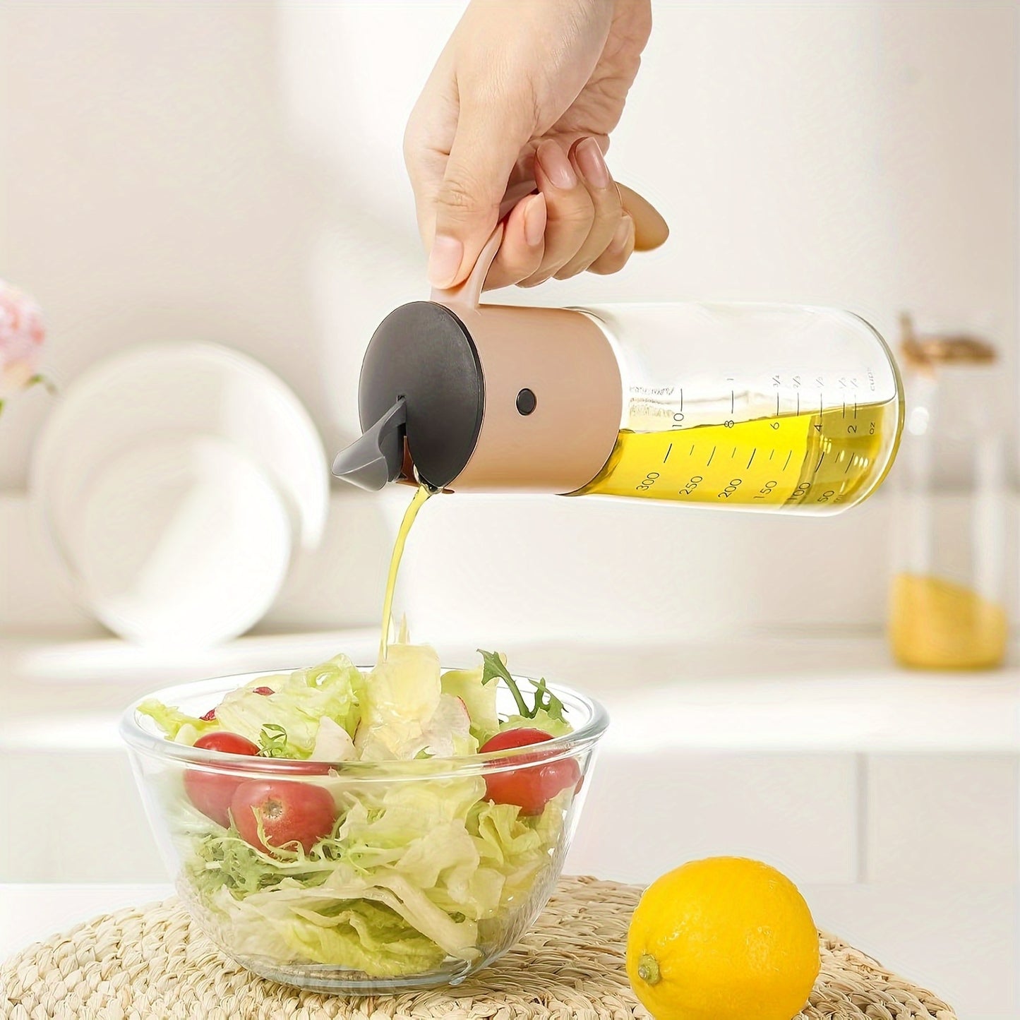 Oil & Vinegar Dispenser Condiment Dispensing Kitchen Cruet for Barbecue,Cooking, Baking,Roasting,Grill Nude 10oz Non-Drip Spout Oil dispenser set
