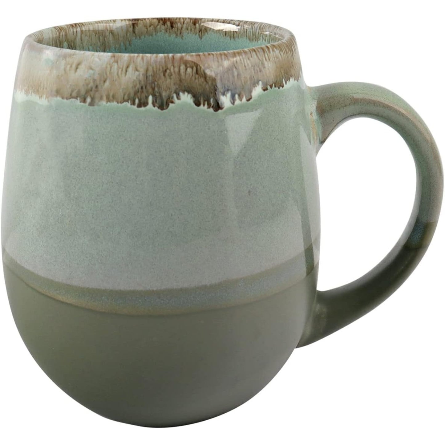 18 oz Large Pottery Coffee Mug, Green Big Tea Cup for Office and Home, Dishwasher and Microwave Safe…