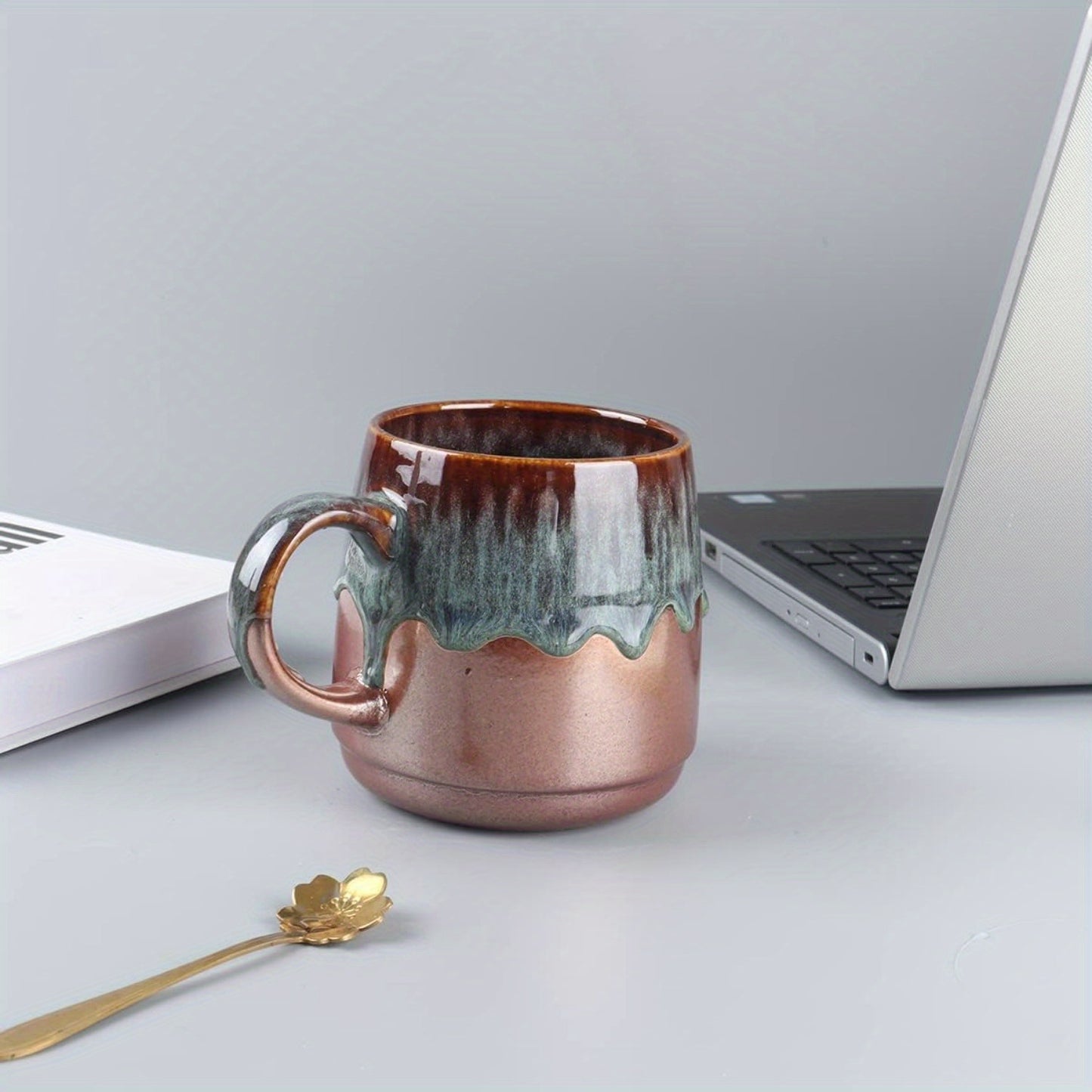 Large Ceramic Coffee Mug, 21 Oz, Gilt Reseda Big Tea Cup for Office and Home, Dishwasher and Microwave Safe...