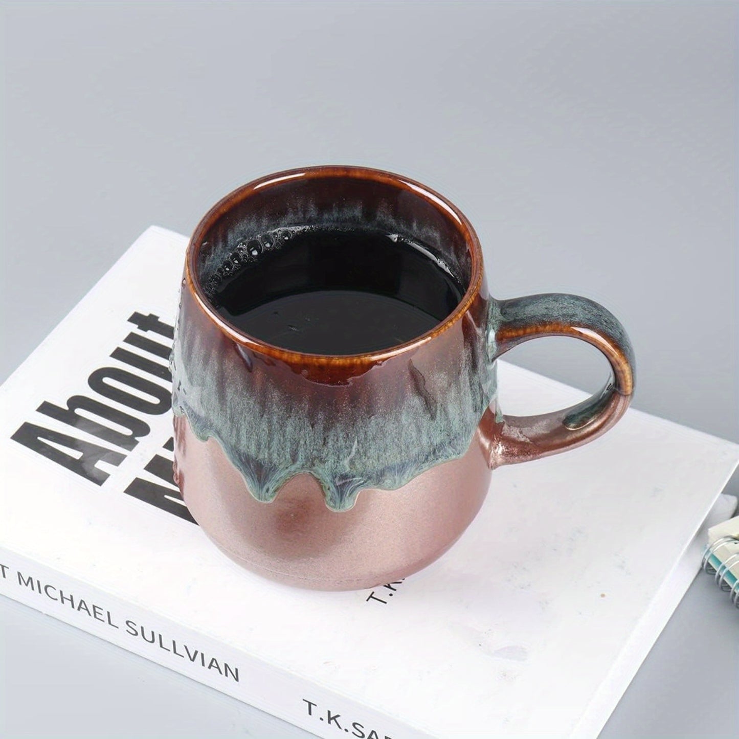 Large Ceramic Coffee Mug, 21 Oz, Gilt Reseda Big Tea Cup for Office and Home, Dishwasher and Microwave Safe...