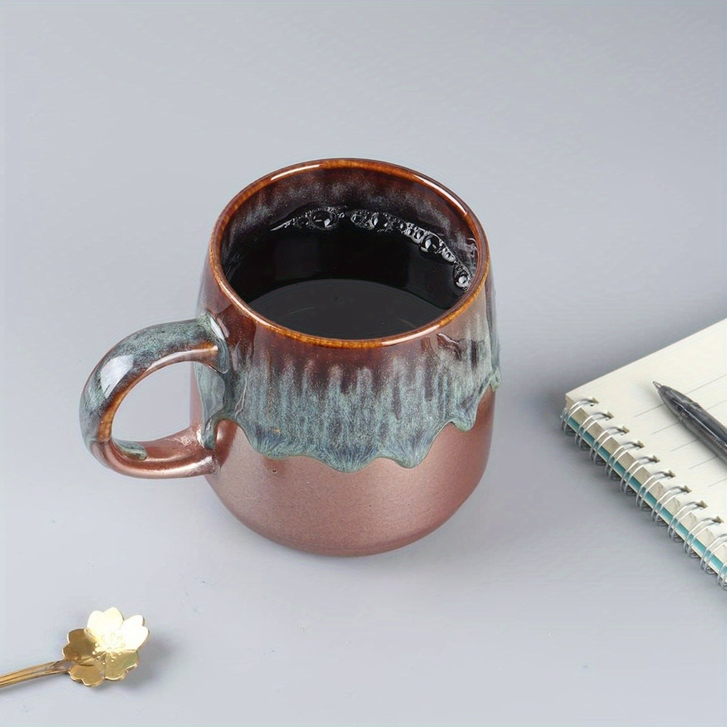 Large Ceramic Coffee Mug, 21 Oz, Gilt Reseda Big Tea Cup for Office and Home, Dishwasher and Microwave Safe...