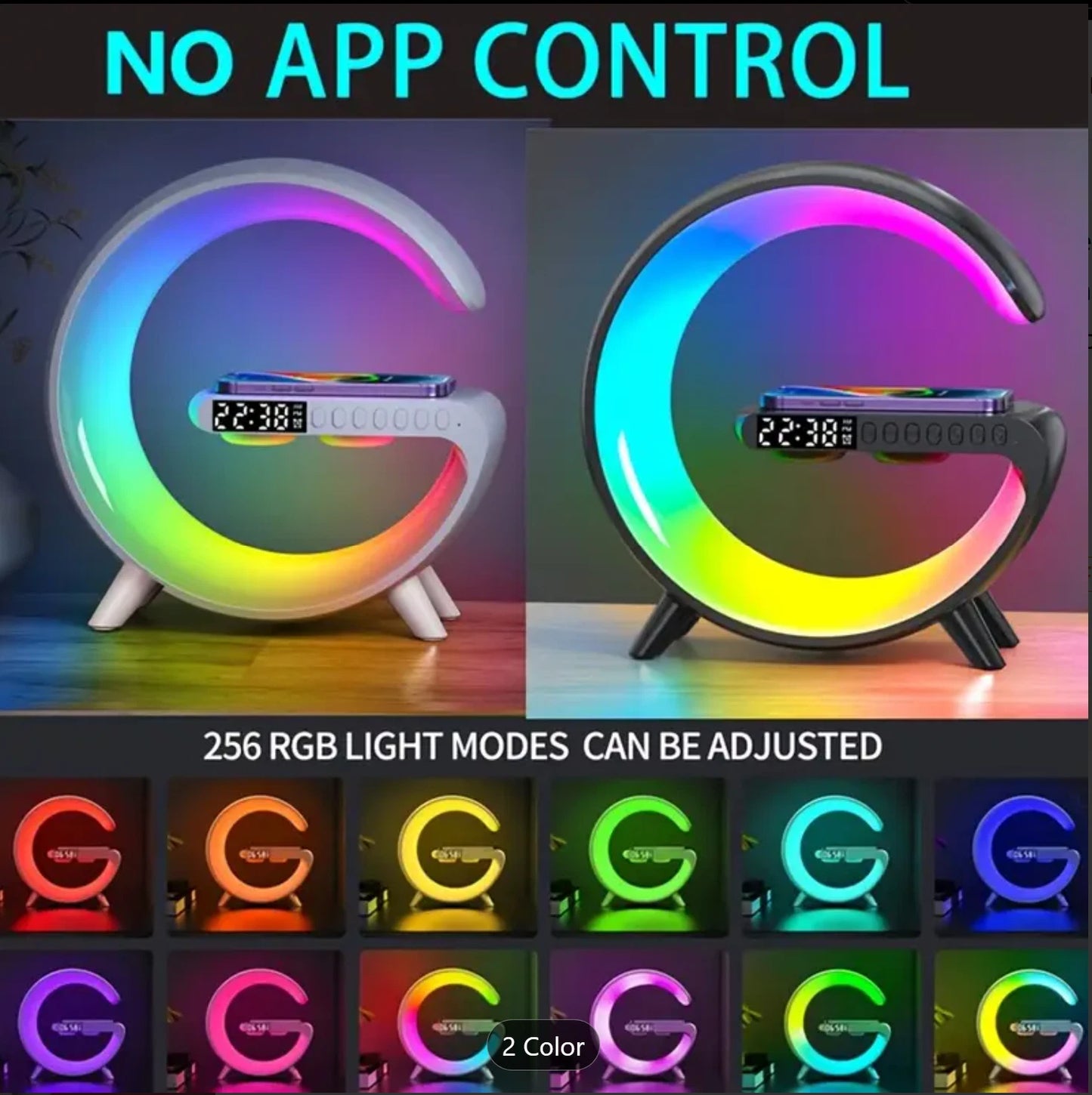 LED Lamp Smart G Bluetooth Speaker Wireless Charger RGB Alarm Clock Night Light