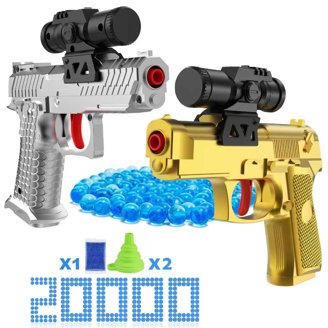 Cool Toy Pistol - Silver & Gold Water Guns with 20000+ Gel Balls! Fun for Outdoor Water Battles