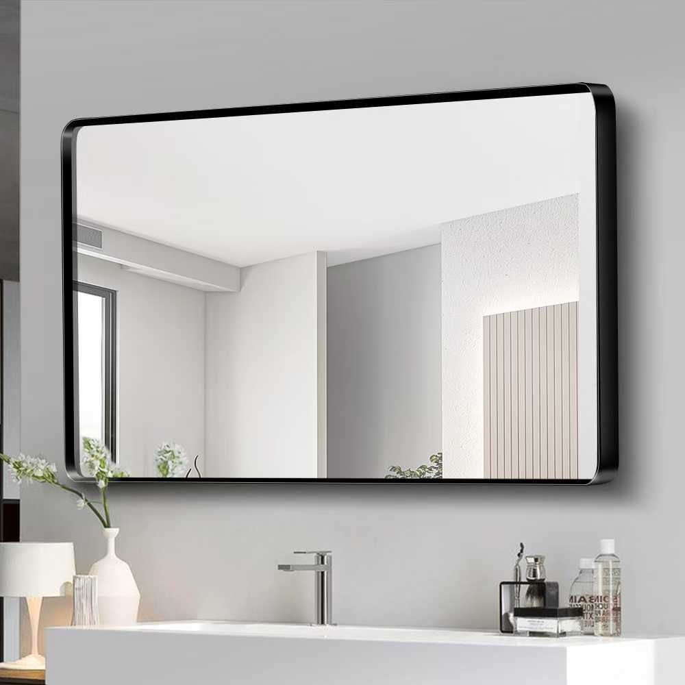 Modern Black - Framed Wall Mirror - Sleek Design for Home Decor