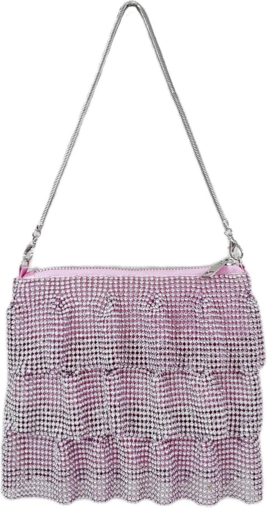 Chic Pink Rhinestone Shoulder Bag - Ideal for Stylish Occasions
