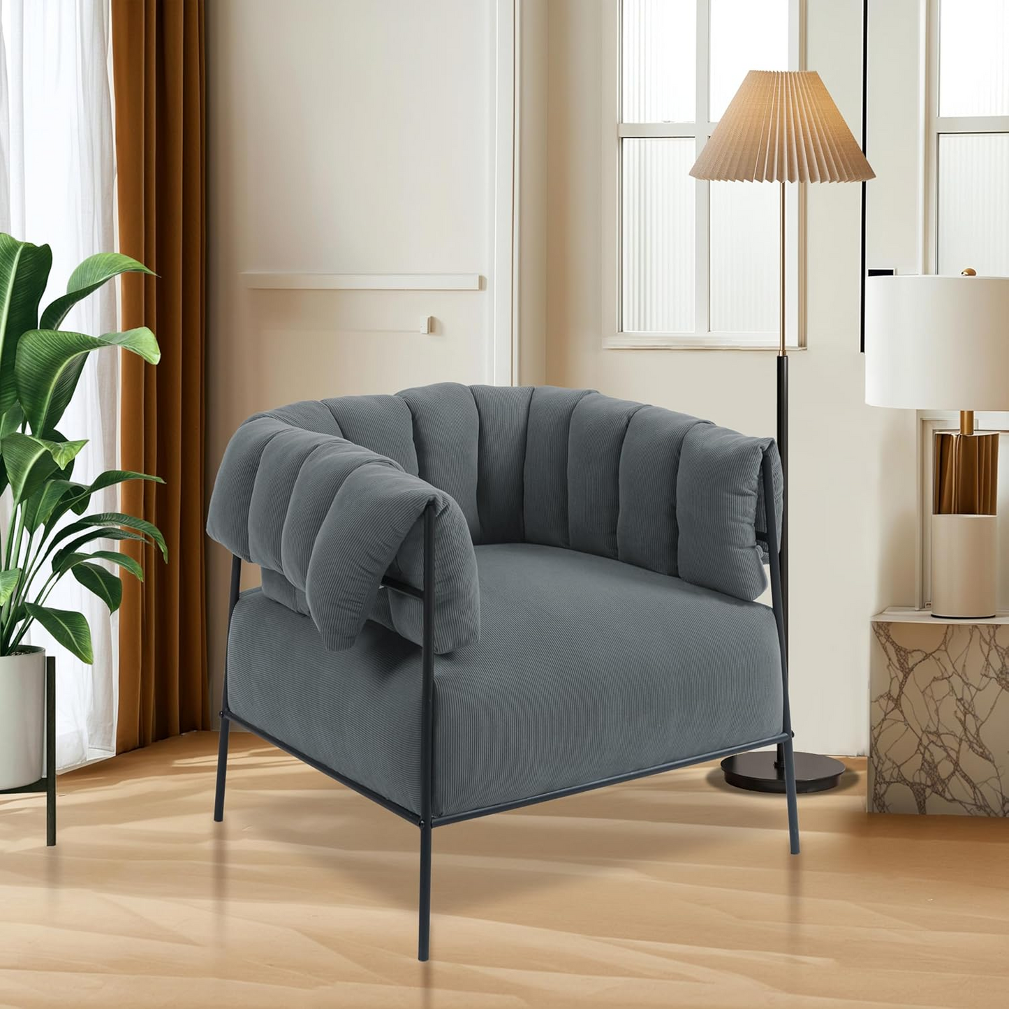 Modern Gray Fabric Armchair - Stylish & Comfortable Home Seating