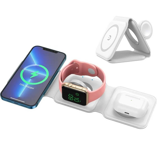 3 - in - 1 Foldable Wireless Charger: Charge Phone, Smartwatch & Earbuds Simultaneously