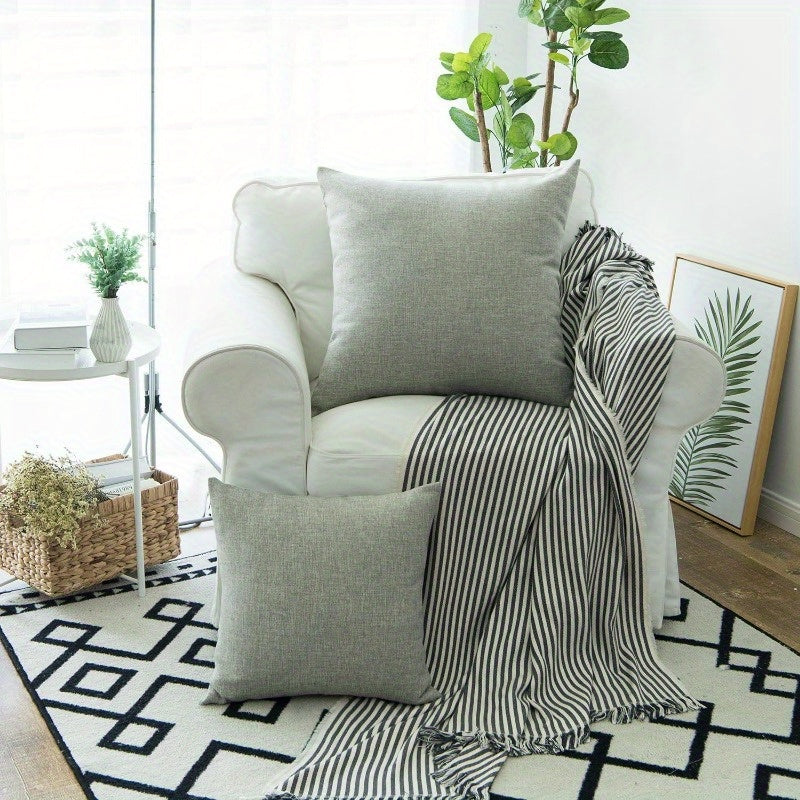 Set of 4 Light Soft Linen Pillow Covers. Ideal for Sofa, Bed, Chair. Skin - friendly, perfect for Nordic - style homes