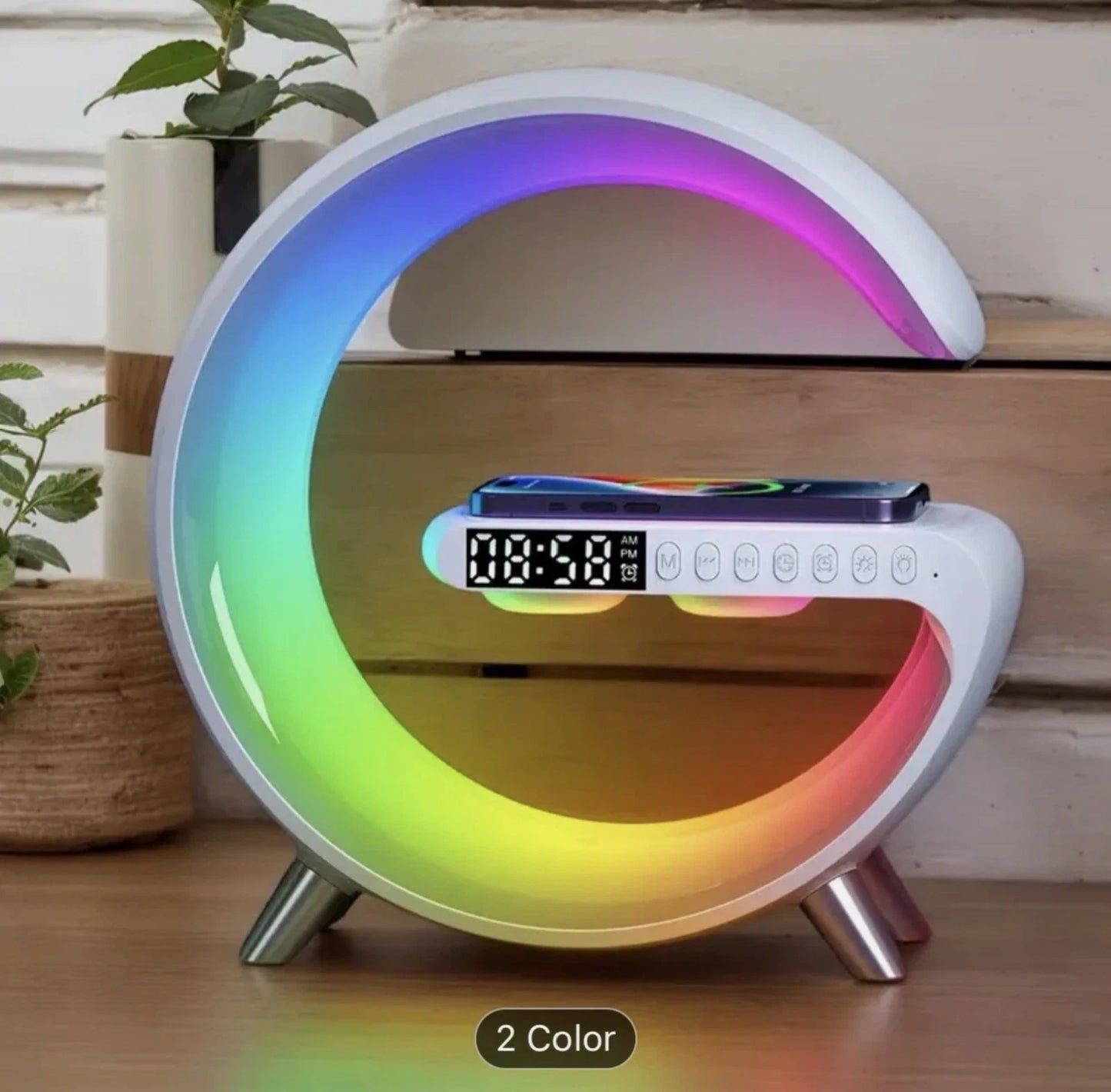LED Lamp Smart G Bluetooth Speaker Wireless Charger RGB Alarm Clock Night Light