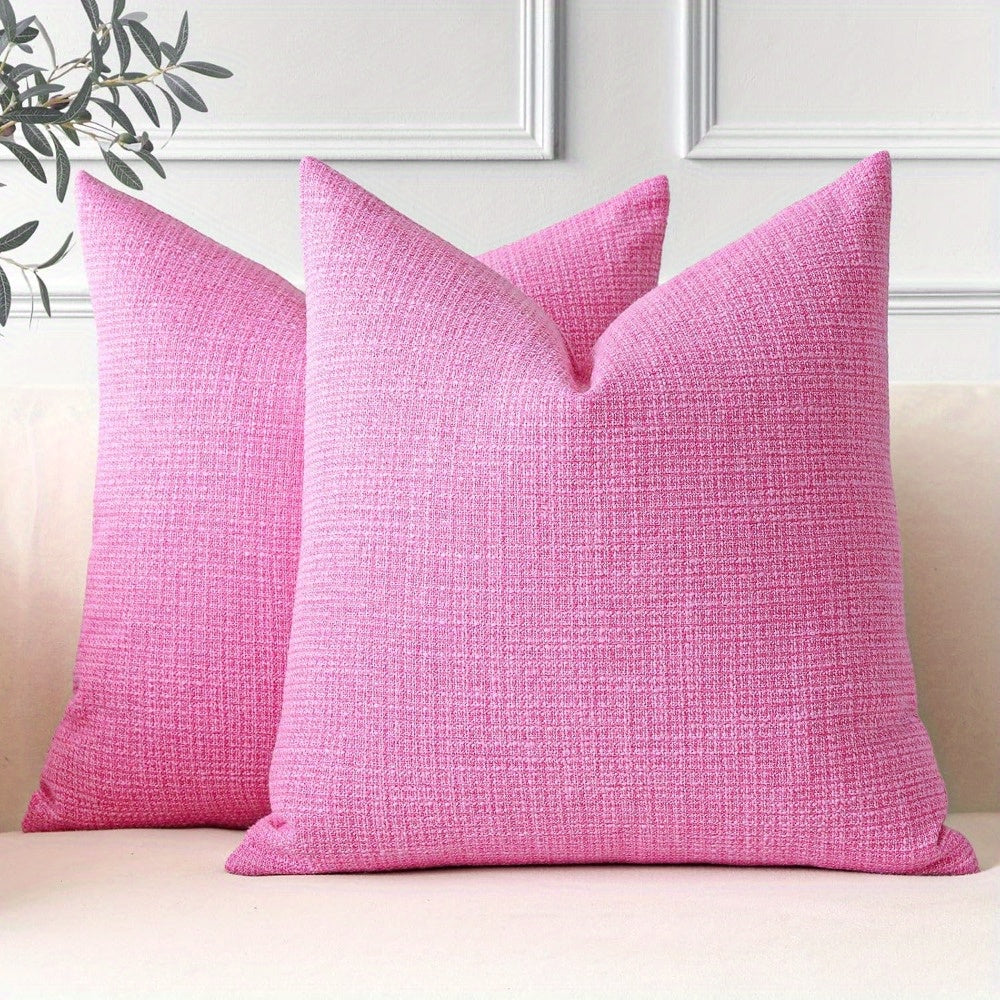 Pack of 4 Red Linen Throw Pillow Covers Square Rustic Farmhouse Decorative Burlap Pillowcases Cushion Covers for Couch Bed Sofa Living Room 20x20 Inch