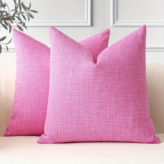 Pack of 4 Red Linen Throw Pillow Covers Square Rustic Farmhouse Decorative Burlap Pillowcases Cushion Covers for Couch Bed Sofa Living Room 20x20 Inch