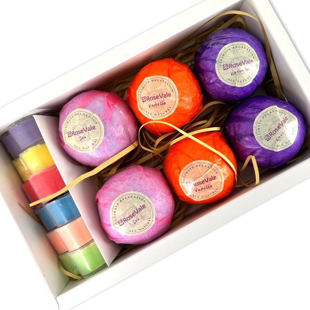 (2 Pack Gift) Rosevale Bath Bombs Gift Set with Heart Shaped Candles, 12pc