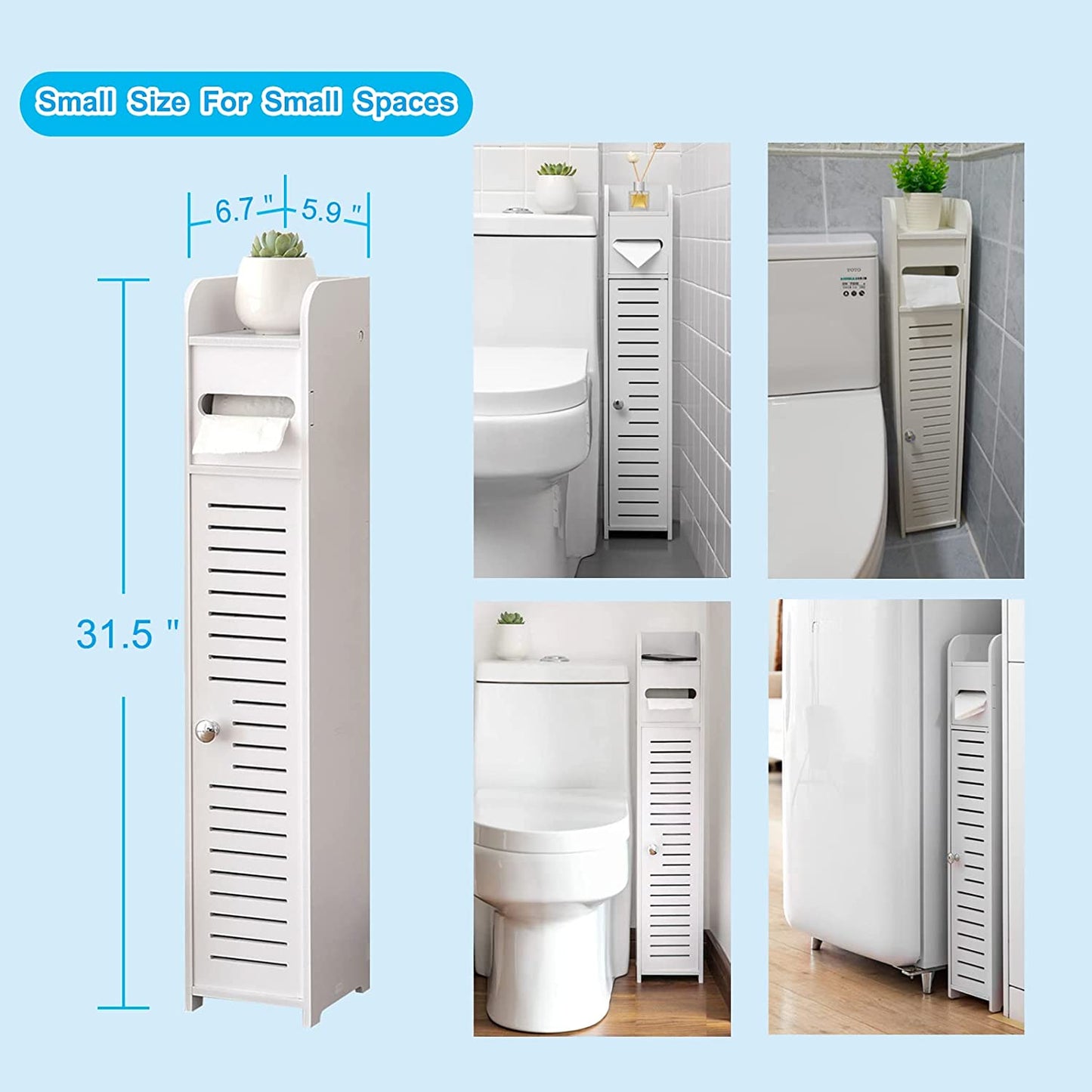 Bathroom Storage Corner Floor Wall Cabinet in White