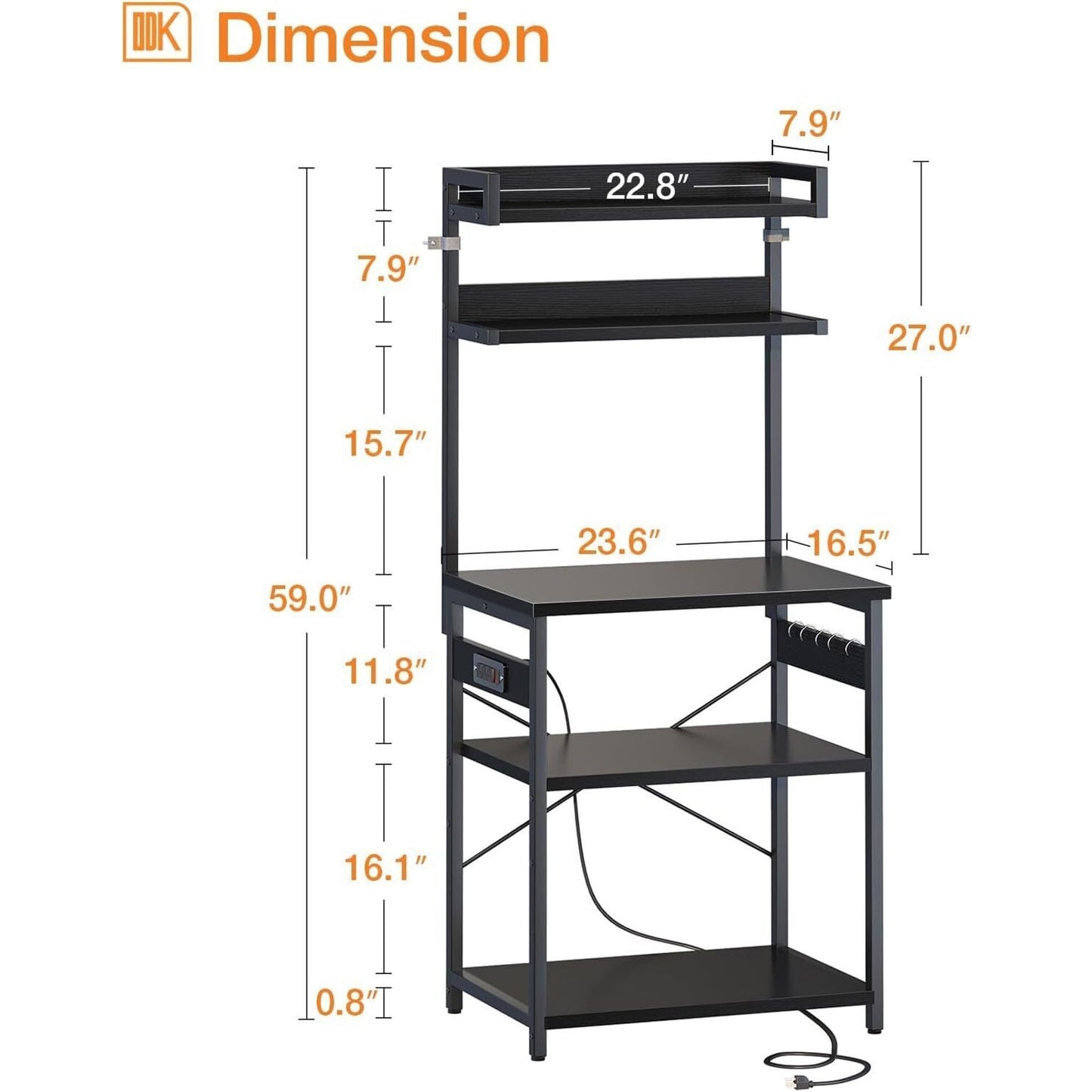 ODK Bakers Rack with Power Outlet, Coffee Bar with Storage 5-Tiers