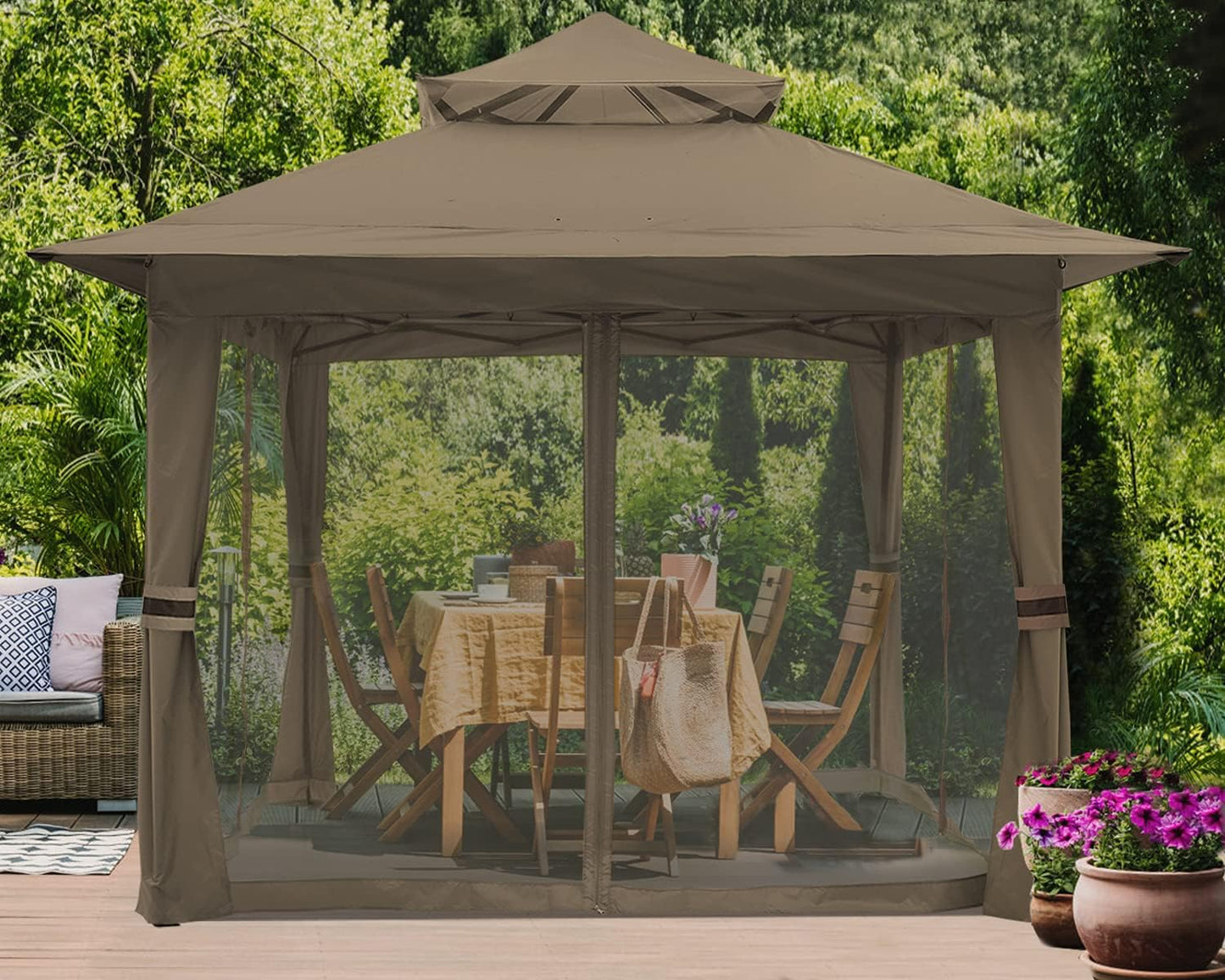 Outdoor Canopy Gazebo with Mosquito Netting - Ideal for Garden & Patio Relaxation