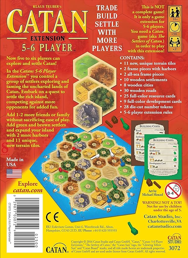 CATAN Board Game 5-6 Player EXTENSION - Expand Your CATAN Game for More Players, Strategy Game for Kids and Adults, Ages 10+, 3-6 Players, 60-90 Minute Playtime, Made by CATAN Studio