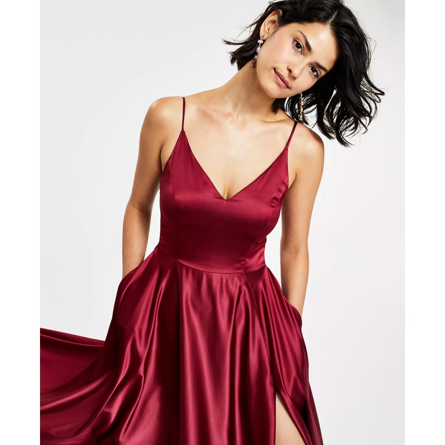 Juniors' V-Neck Satin Gown, Created for Macy's Size 0-2