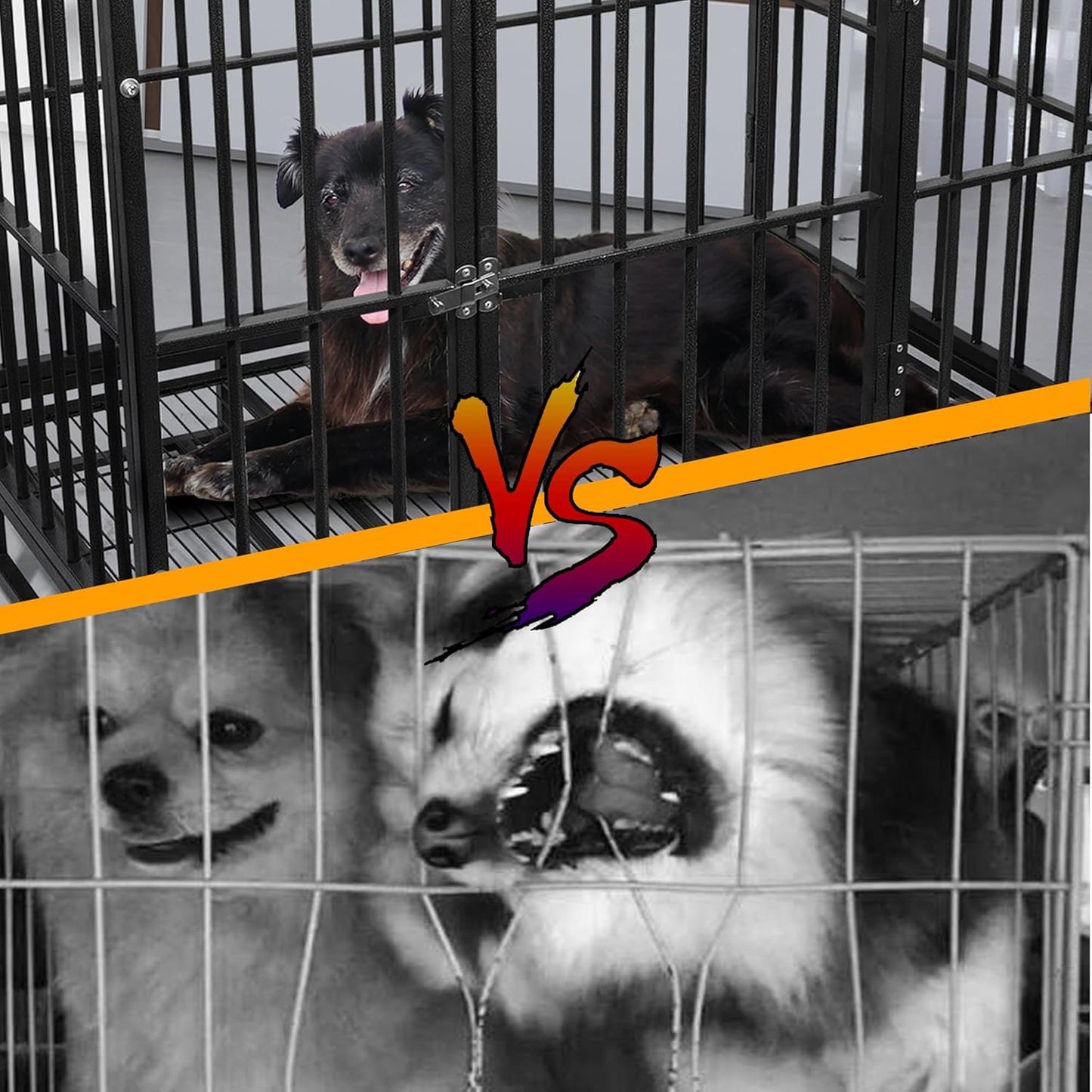 Sturdy Black Metal Dog Cage with Open - Top & Front Door - Ideal Pet Enclosure