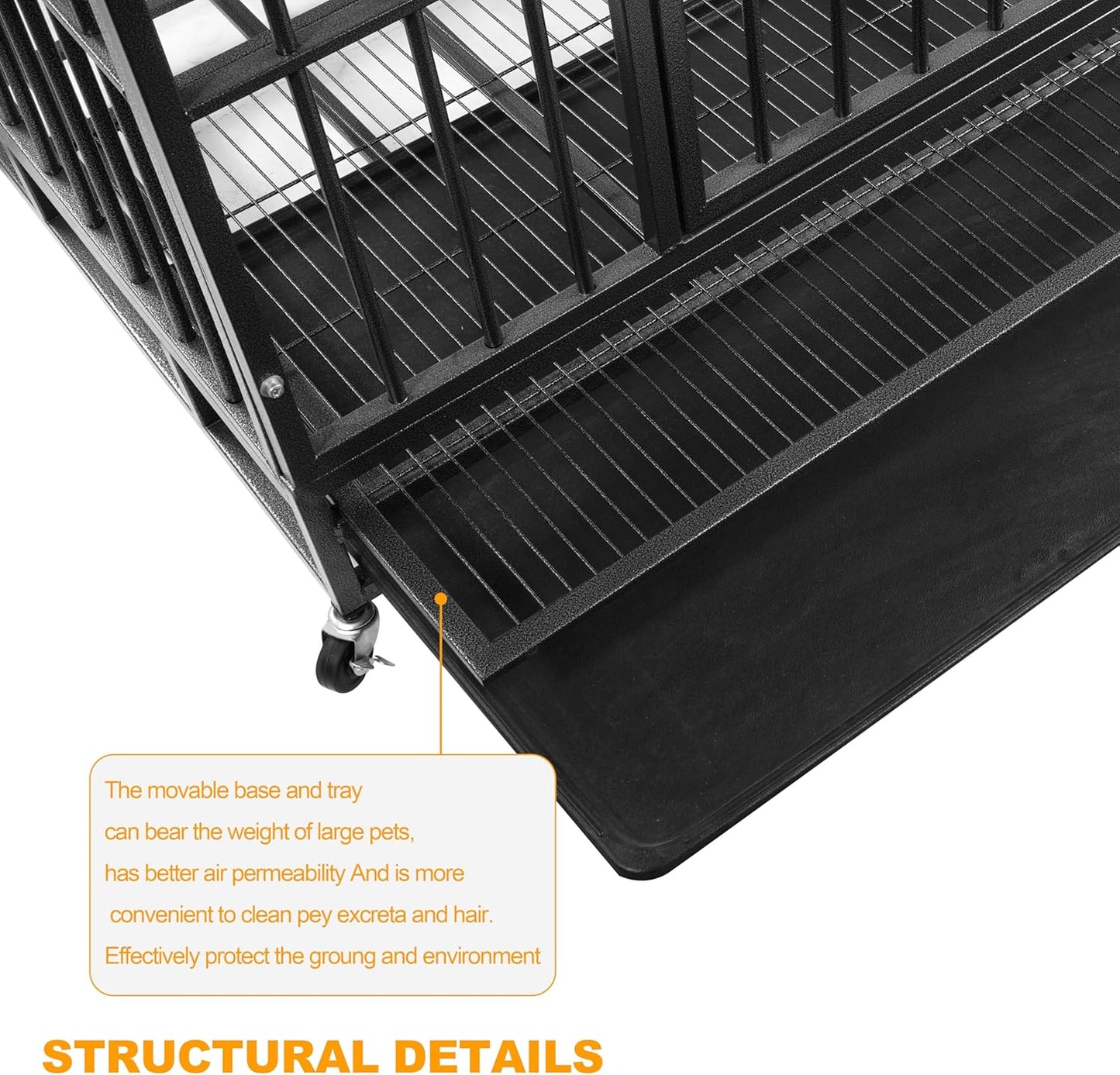 Sturdy Black Metal Dog Cage with Open - Top & Front Door - Ideal Pet Enclosure