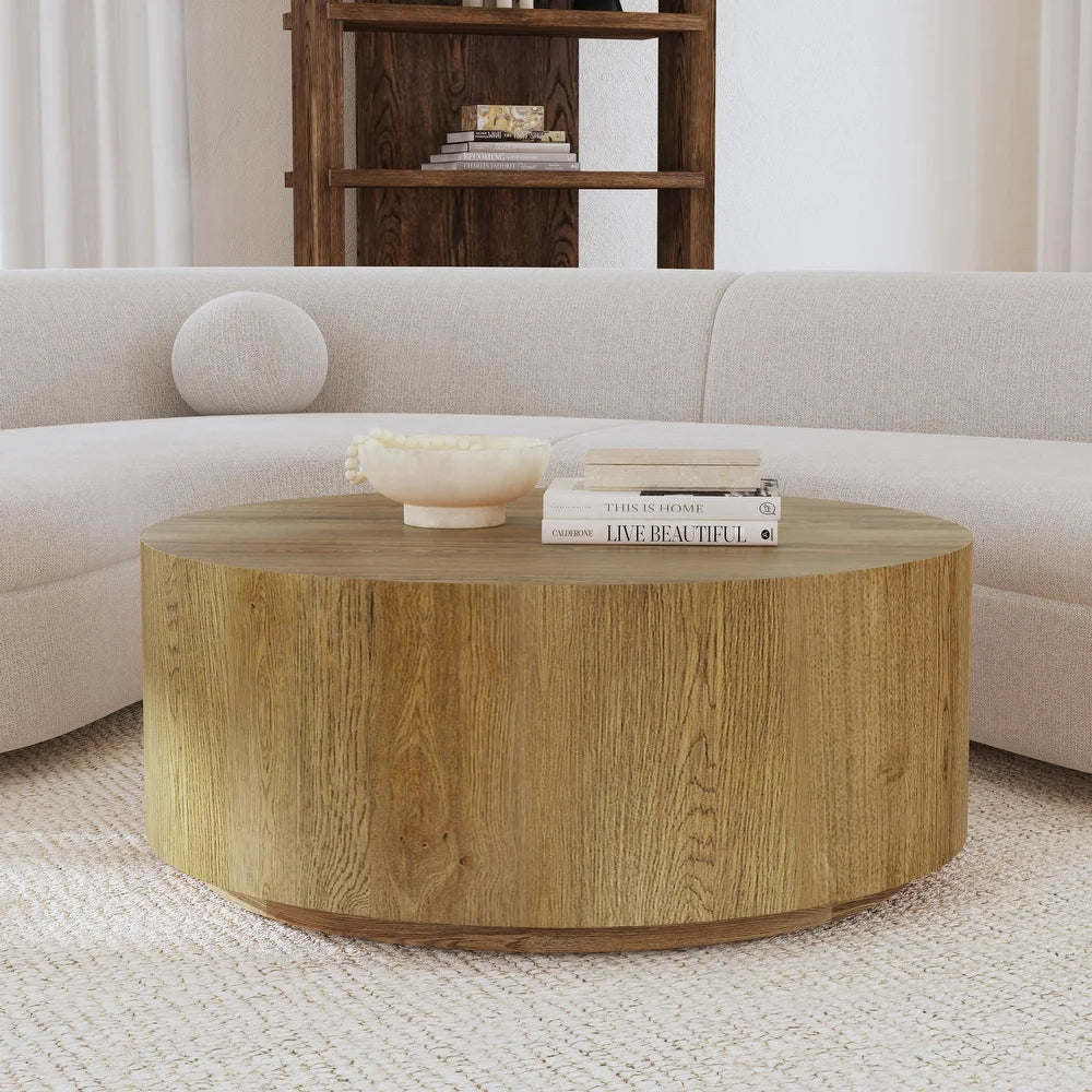 Layne 42" Round Coffee Table by Kosas Home - Light Brown