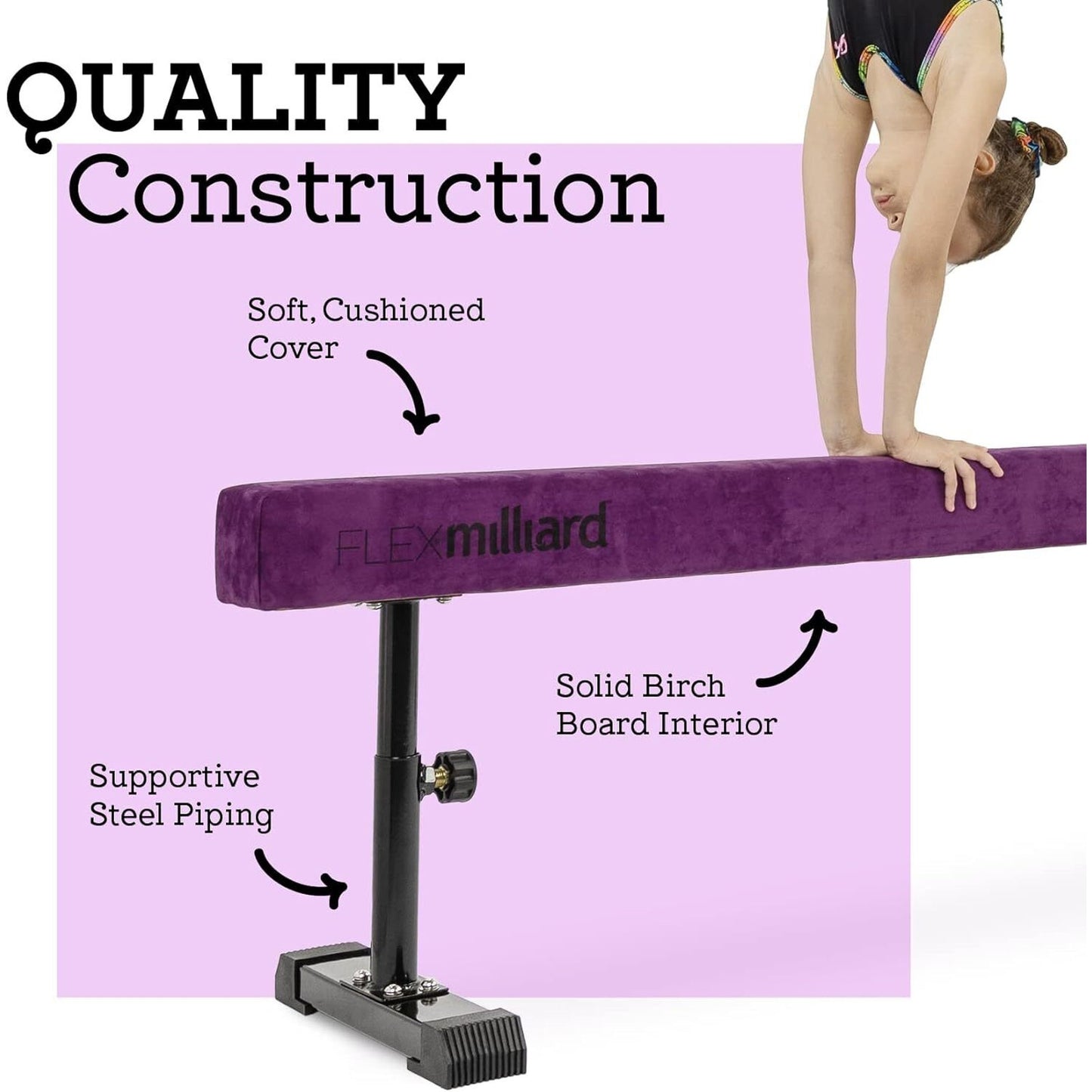 Adjustable Balance Beam, High and Low (7'7") Beam Suede Gymnastics Competition