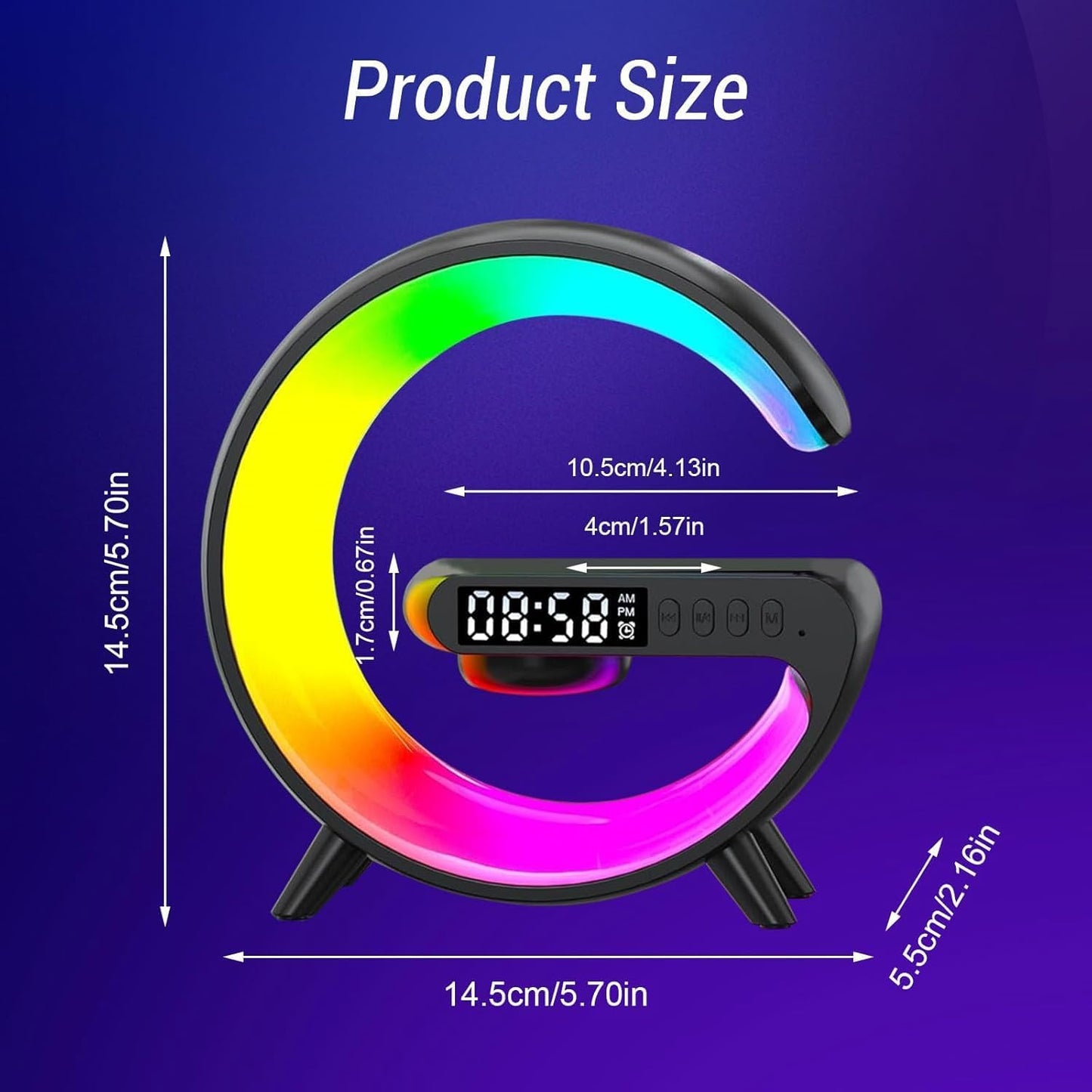LED Lamp Smart G Bluetooth Speaker Wireless Charger RGB Alarm Clock Night Light