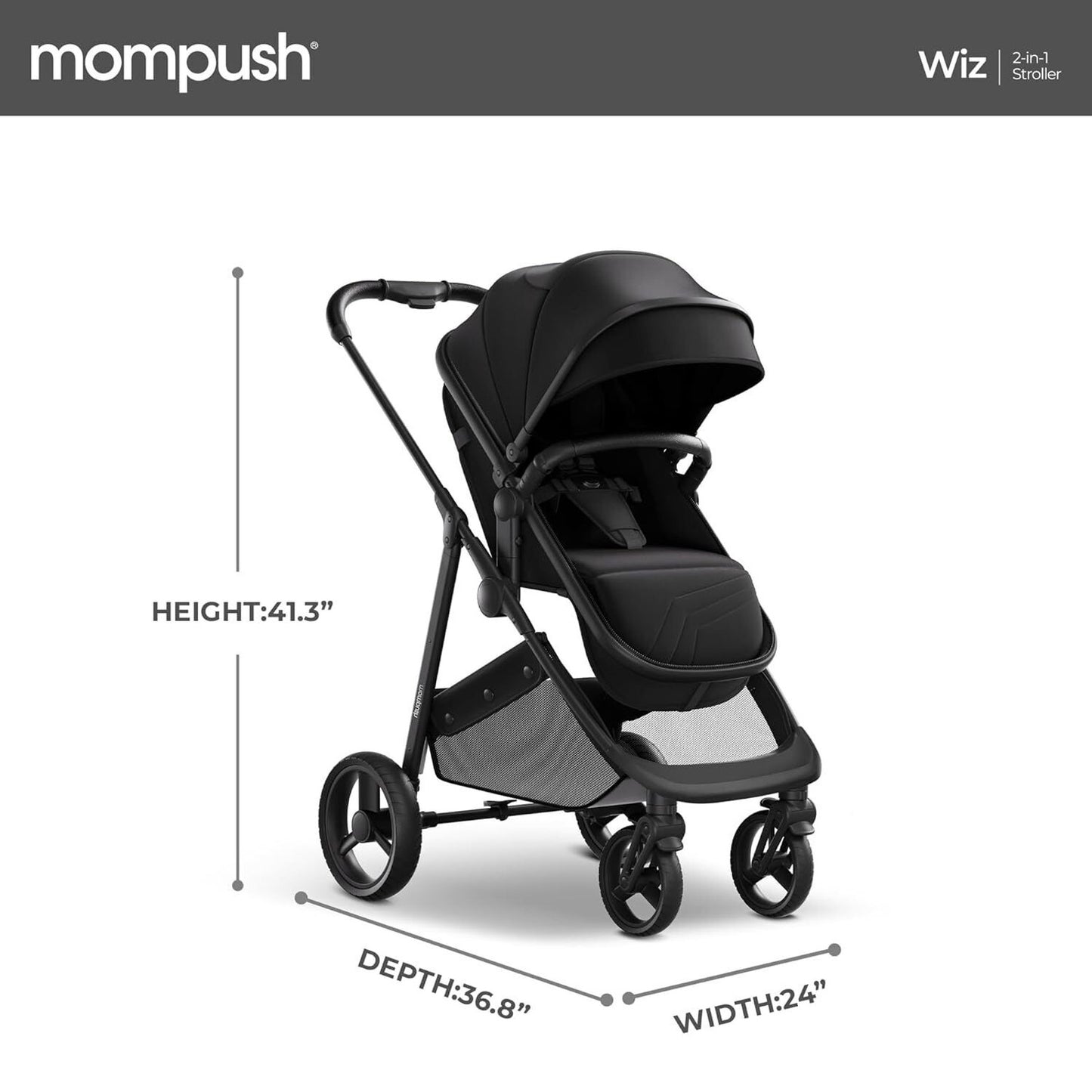 Mompush Wiz 2-in-1 Convertible Baby Stroller with Bassinet Mode