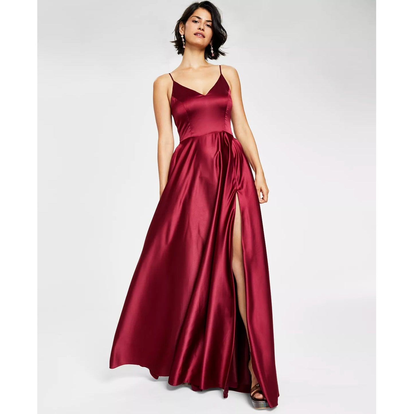 Juniors' V-Neck Satin Gown, Created for Macy's Size 0-2