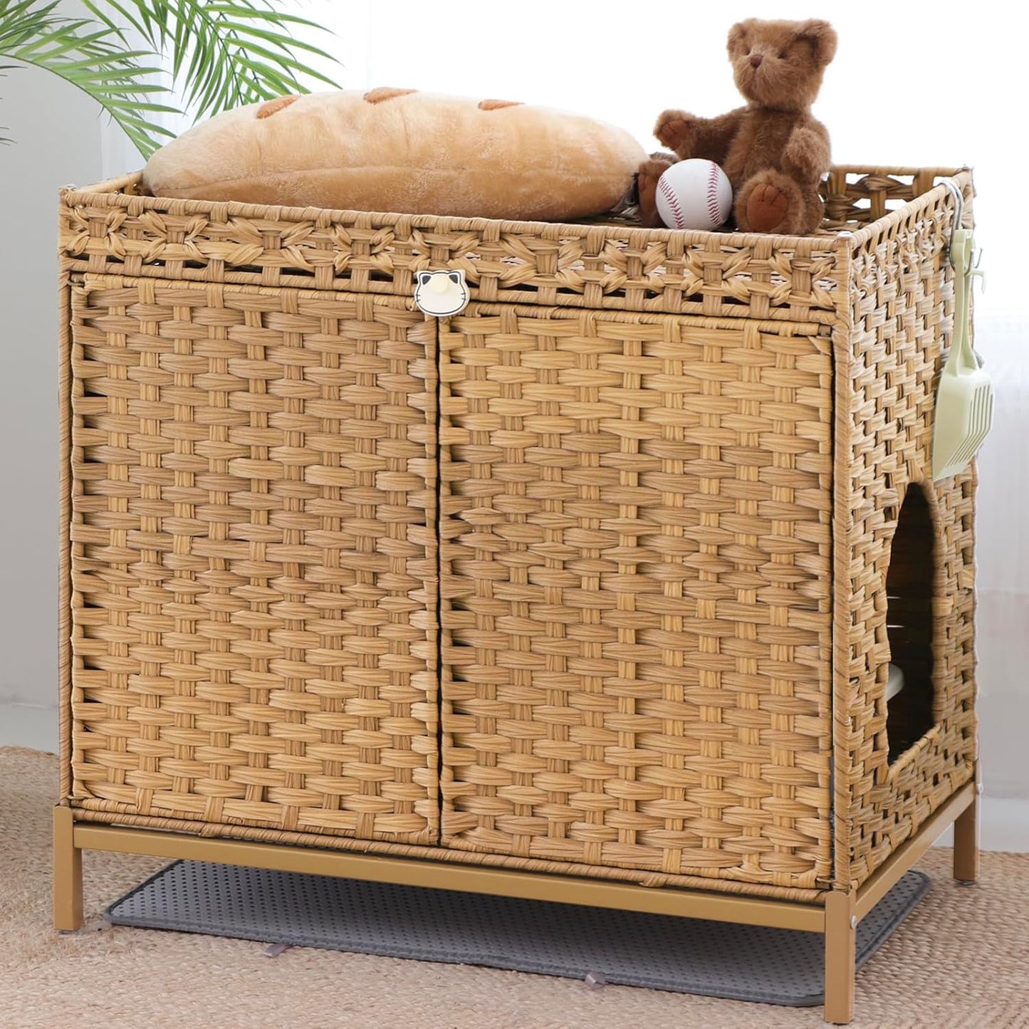 Cat Hidden Handwoven Rattan Litter Box